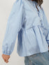 'Adalet' Linen Look Tie Front Smock Blouse - Celes Fashion